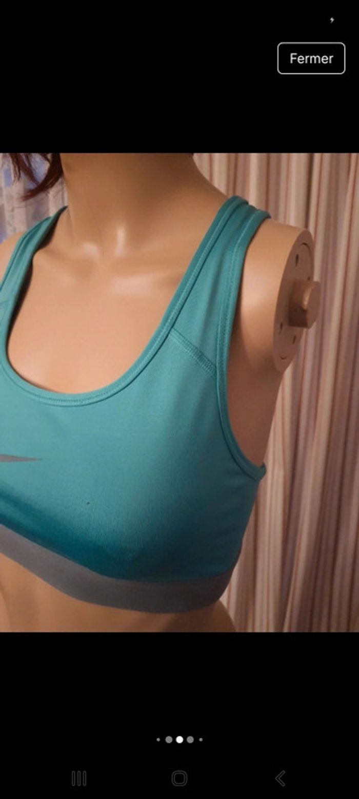 Brassière de sport tourquoise/gris Nike taille S - photo numéro 8