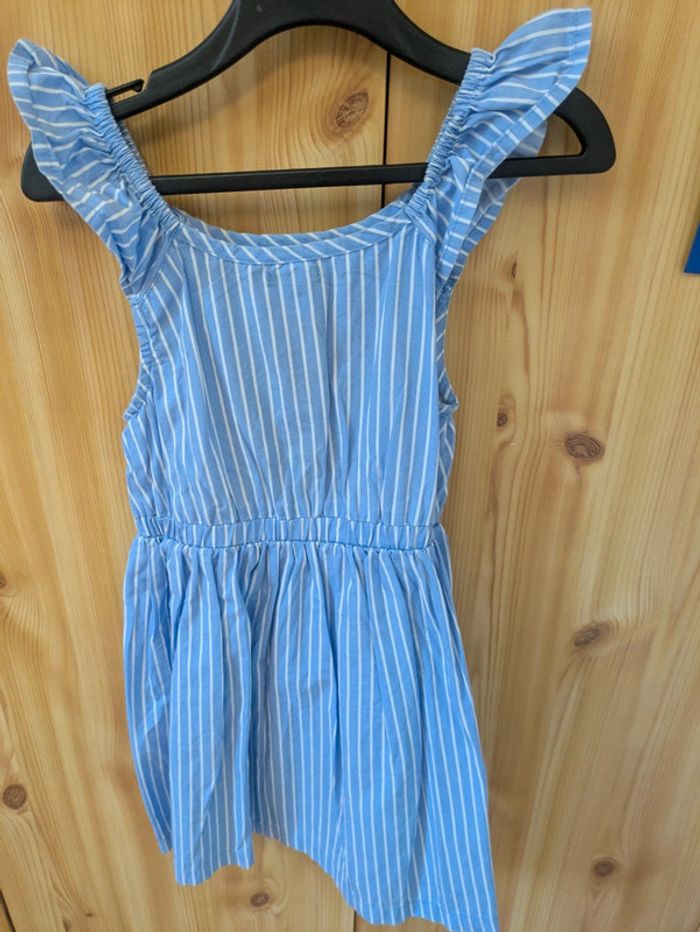 Robe fille rayée bleue et Blanche - photo numéro 2