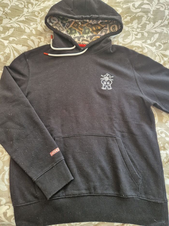 Sweat a capuche noir Monopoly, Celio, taille S