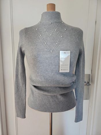 Pull col cheminé gris