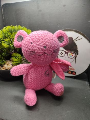 doudou souris laine tricoté peluche rose gris orchestra premaman Echarpe Pois