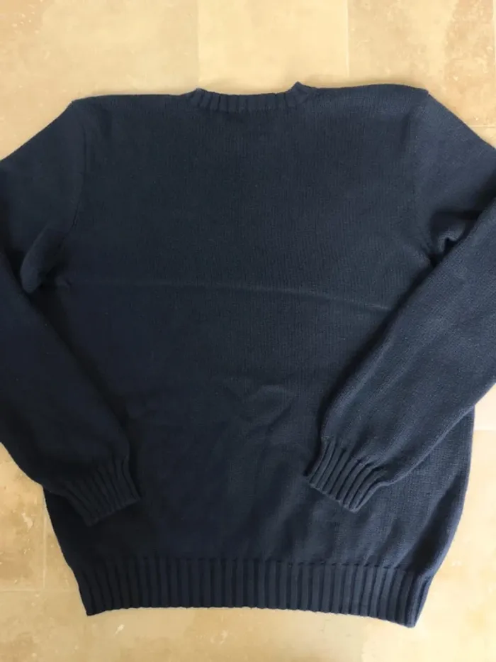 Pull col rond texturé marine logo rouge Ralph Lauren L - photo numéro 10