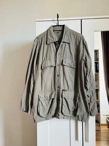 Chemise gris/ kaki unie en Lin Homme ACC CB3 Taille L