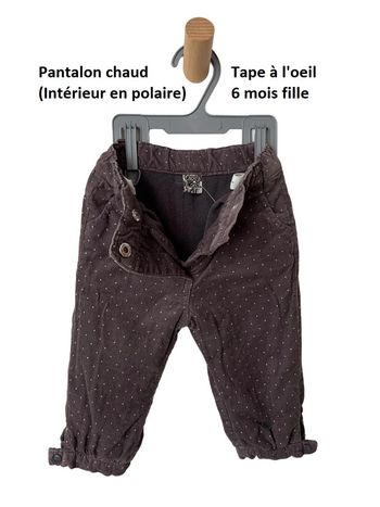 Pantalon chaud en velours côtelé doublé polaire, couleur taupe - Tape à l'oeil 6 mois (67cm)