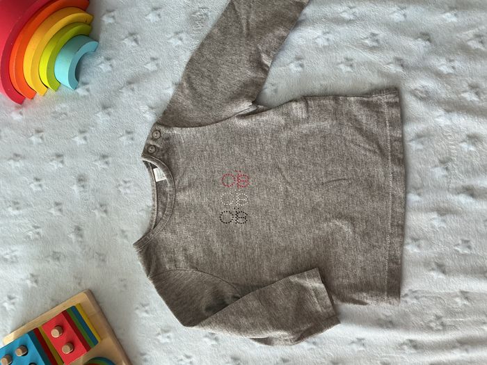 teeshirt manches longues gris inscription devant 6 mois obaibi - photo numéro 4