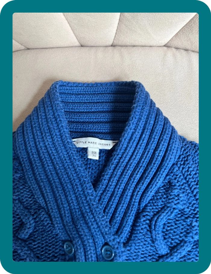 Gilet torsadé bleu électrique à col 9 mois - Little Marc Jacobs - photo numéro 4