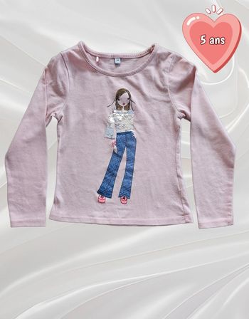 T-shirt haut manches longues fille 5 ans