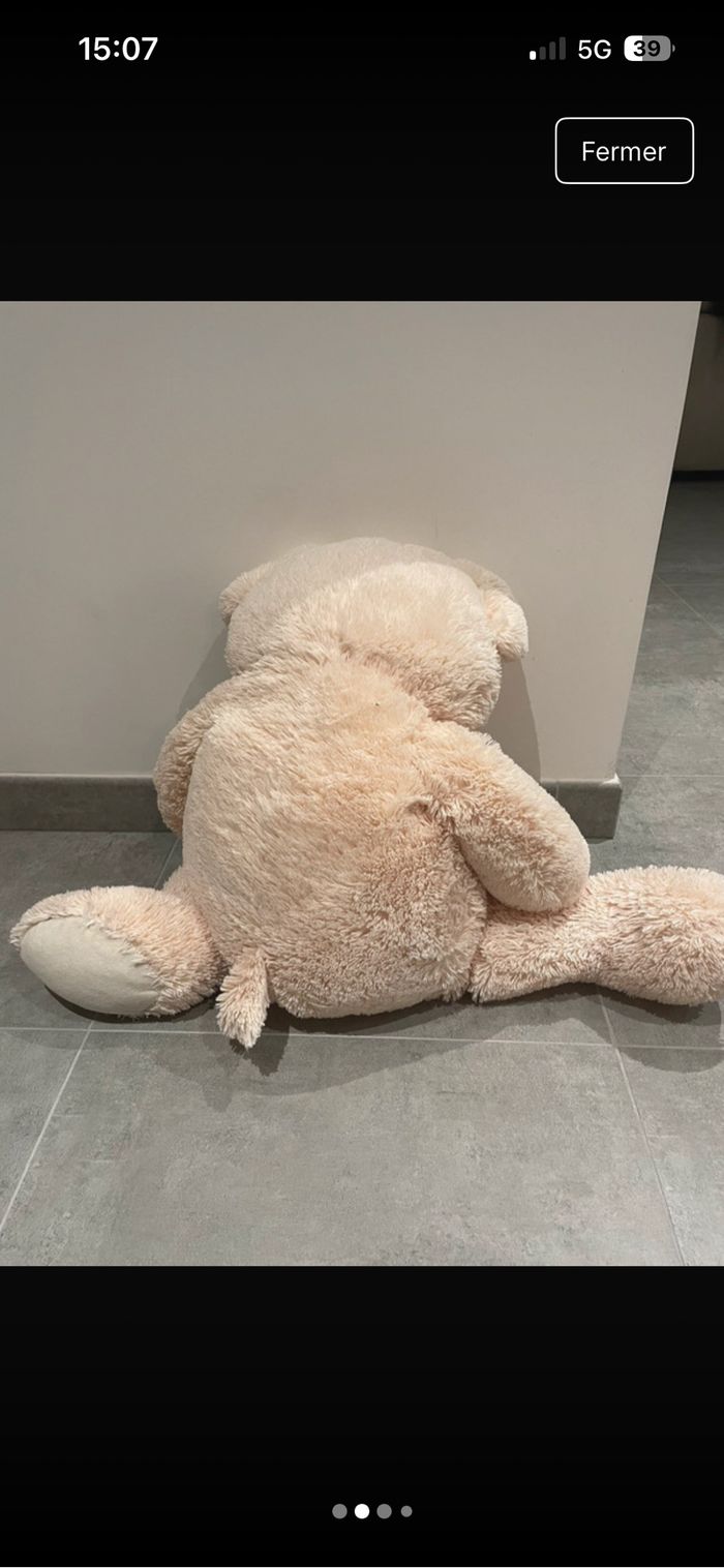 Grand ours en peluche XXL beige – peluche géante douce - photo numéro 2