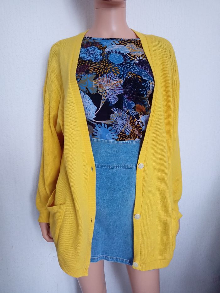 Cardigan mailles piquées jaune TU N*171