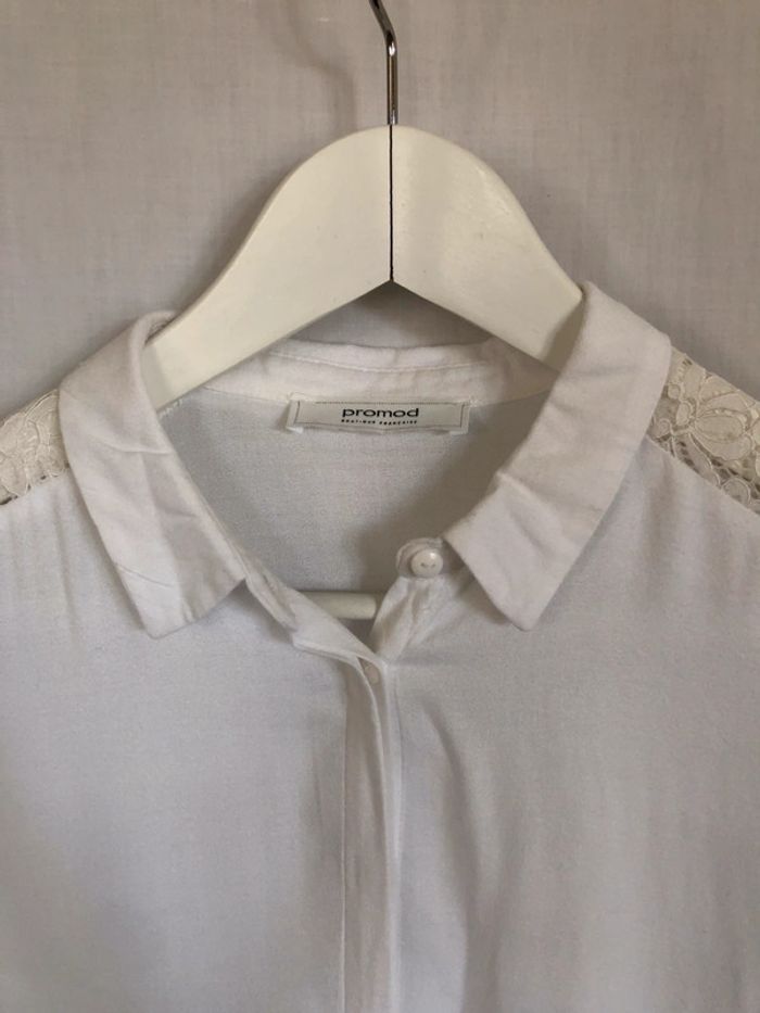 Chemise blanche manches longues dentelle Promod taille 36 38 très bon état - photo numéro 12