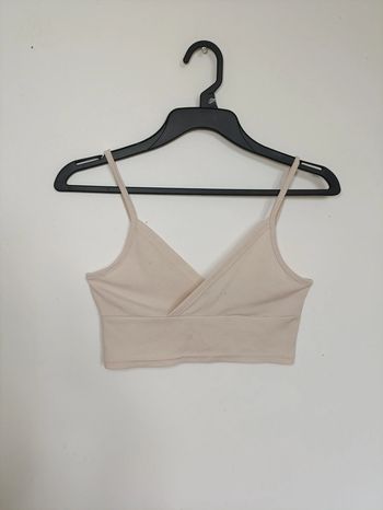 Bralette côtelée beige – cute crop top XS