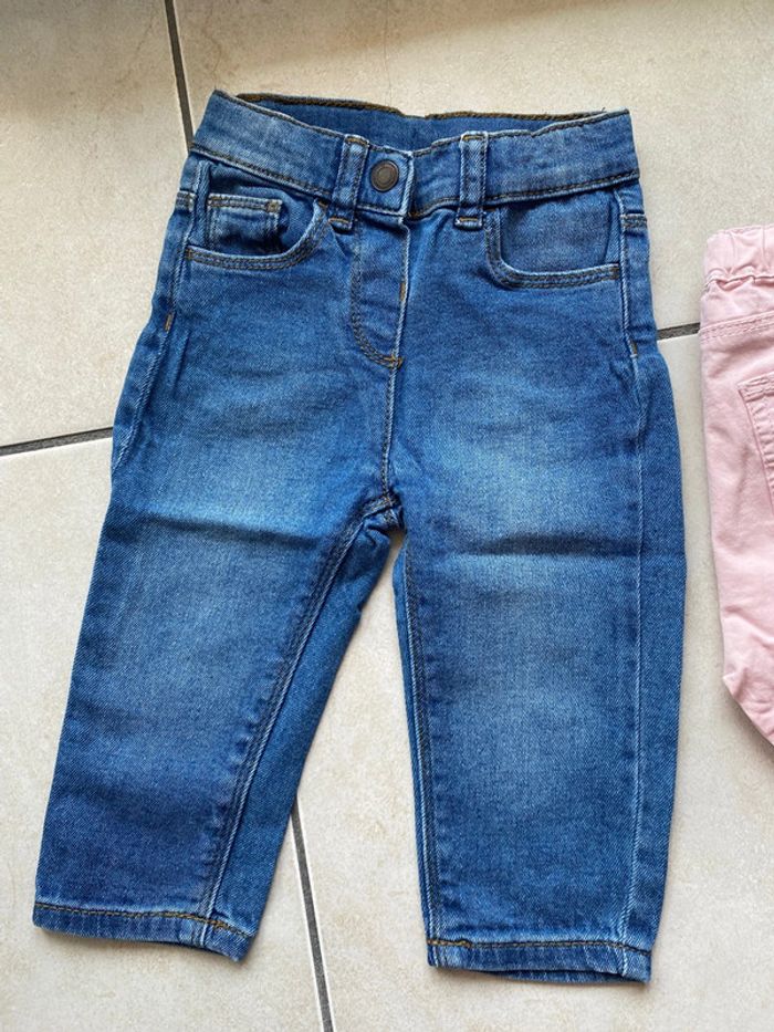 Lot jean fille 12 mois Zara denim rose blanc - photo numéro 12