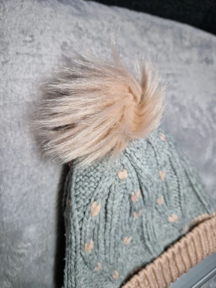 Bonnet fille gris/rose - photo numéro 3