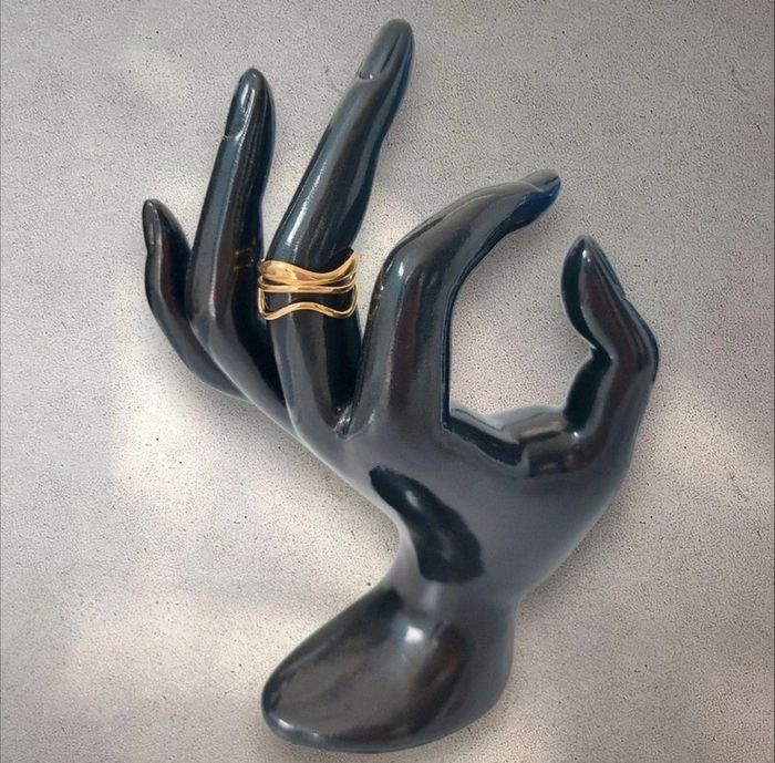 Bague multi-rang ajustable en acier inoxydable dorée neuve - photo numéro 3