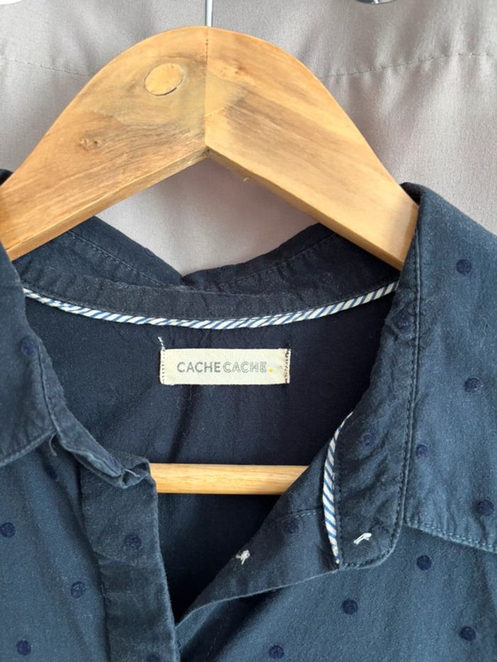 Chemise bleue marine à pois, cache-cache - photo numéro 3
