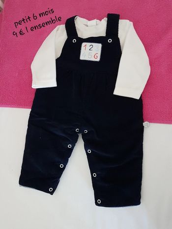 Ensemble marine et haut beige 6 mois