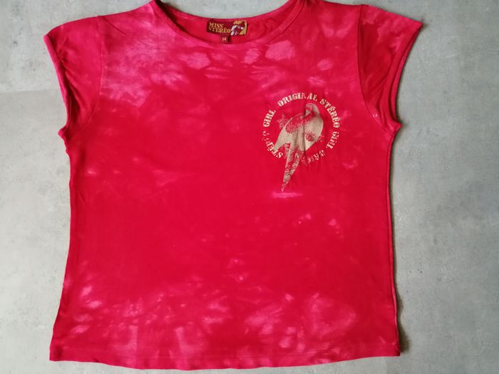 T shirt rouge marbré Taille 14 ans Miss Stéréo neuf - photo numéro 2