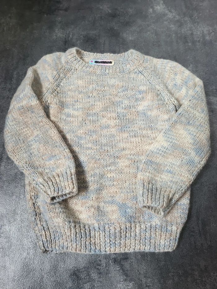Pull en laine 4-5 ans mixte fait main très bon état