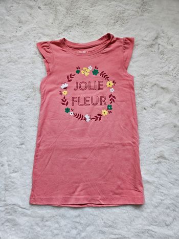 Chemise de nuit robe de chambre rose pyjama été jolie fleur 4 ans