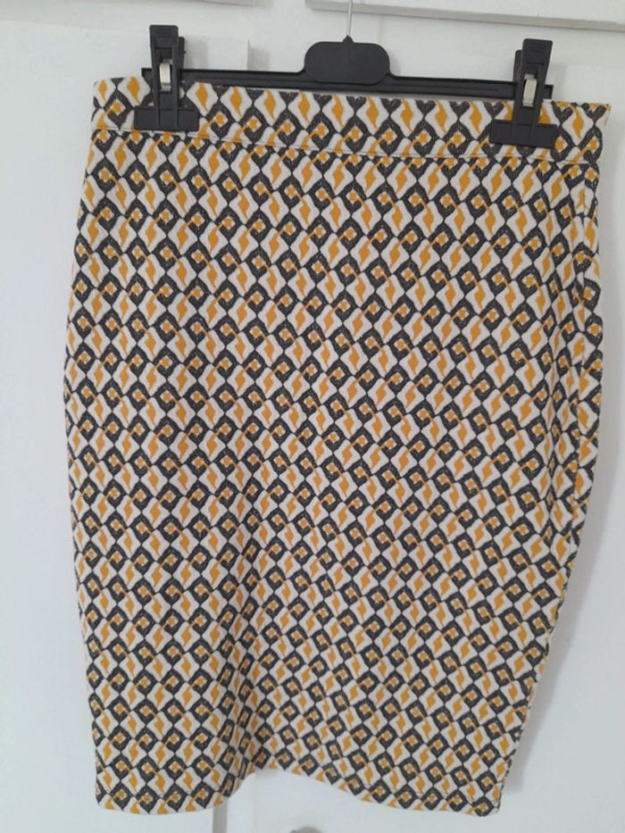 Jupe crayon motifs jaune noir - Kiabi