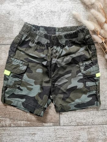 🌺Short camouflé bébé 6mois vert kaki jaune fluo