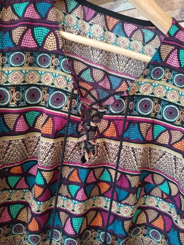 Débardeur long motif multicolore ethnique - photo numéro 2