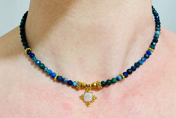 Collier Chrysocolle et Pierre de Lune - photo numéro 8