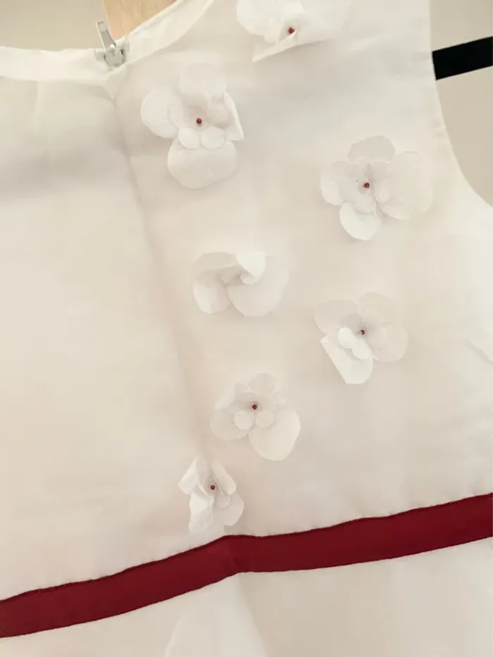 Robe de cérémonie fille blanche et rouge  – 8 ans - photo numéro 3