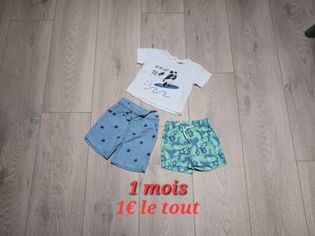 Lot de 2 shorts + 1 t-shirt 1 mois