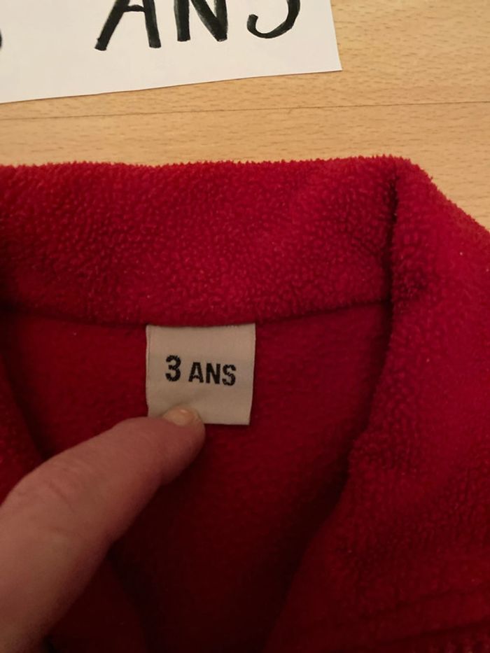Veste zippée polaire rouge 3 ans - photo numéro 3