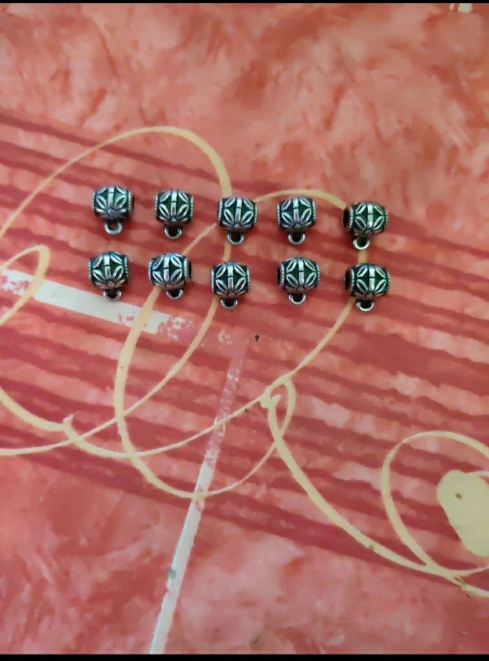 Lot de 10 perles argentées support breloques