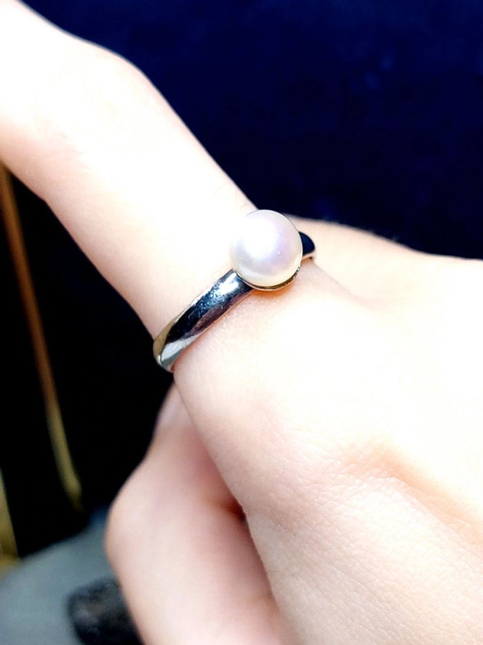 Magnifique bague vintage Yves rocher ajustable perle nacrée - photo numéro 5