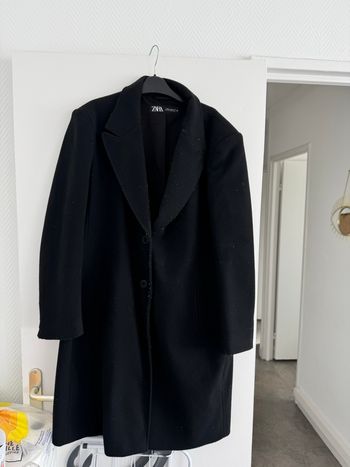 manteau noir long Zara