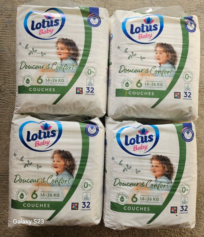 4 paquets de couches lotus taille 6