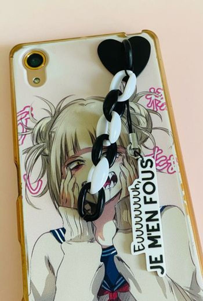 Attache Strap Phone Coeur noir et blanc - photo numéro 5