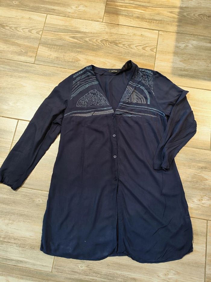 Robe chemise bleu longueur 86 cm Nitya Taille 40/42