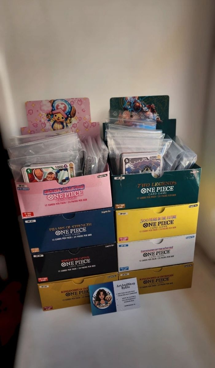 Lot 50, 100, 200, 300 cartes One Piece TCG officielles – Anglaises – Sans doublon – 1 holographique