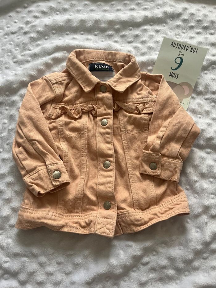 Veste en jean rose kiabi taille 9 mois