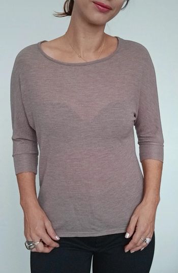 Pull fin casual manches trois quarts uni taille 38