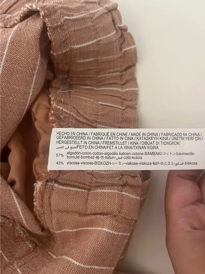Pantalon effet lin rose poudré à rayures - Neuf 🎀 - photo numéro 8