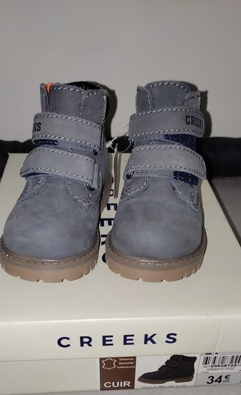 Bottines en cuir grise CREEKS neuve T.21