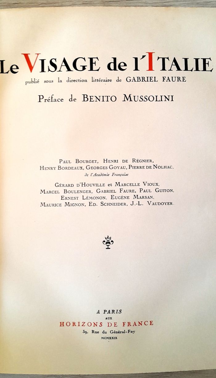 le visage de l'Italie - Gabriel Faure préface de Benito Mussolini - photo numéro 2