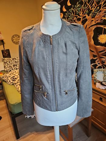Blouson style daim gris morgan