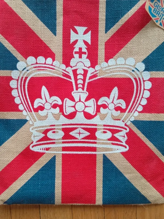 Sac tote bag toile de jute Glorious Britain 40x35 cm neuf avec étiquette acheté en Angleterre - photo numéro 3