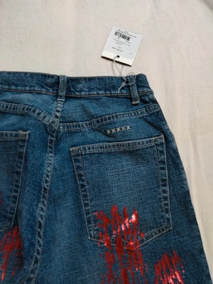 Jean School Rag Taille S motifs rouge - photo numéro 4
