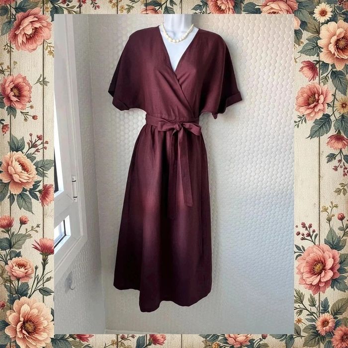 Oysho. Vestido lino cruzado. Talla M - photo numéro 3