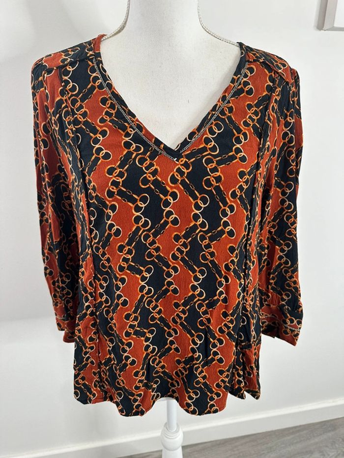 Blouse chaines noire dorée et terra cotta Maison 123 T42 XL