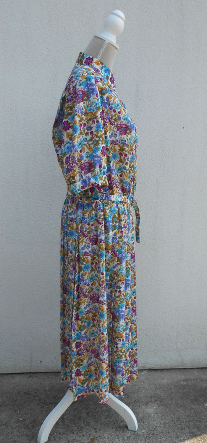 Robe plissé vintage à fleurs - photo numéro 3