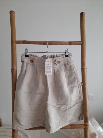 Short en lin mélangé beige Camaïeu taille S neuf avec étiquette 🏷