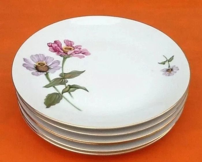 6 assiettes plates Porcelaine fine de Bohème décor floral - photo numéro 7